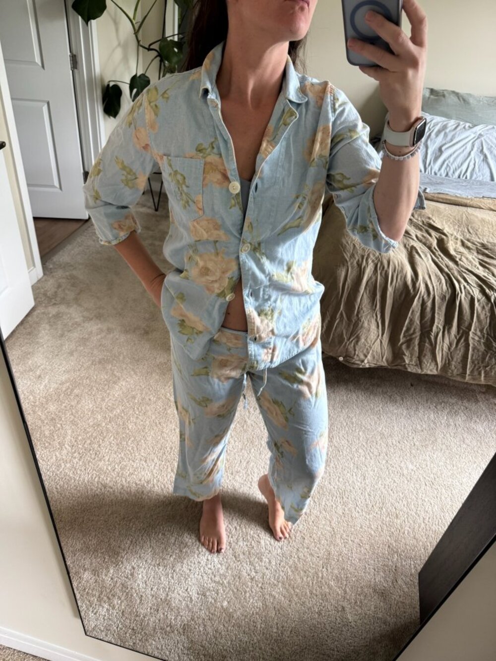 Lauren Ralph Lauren Pale Blue Floral Pajama Set Size Medium